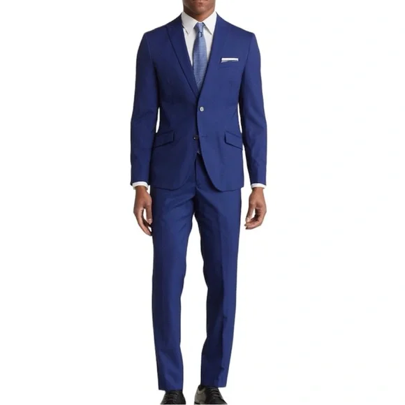Nordstrom Savile Row 2 Piece Suit Blue 2 Button Jacket Pants 40R - Picture 1 of 14